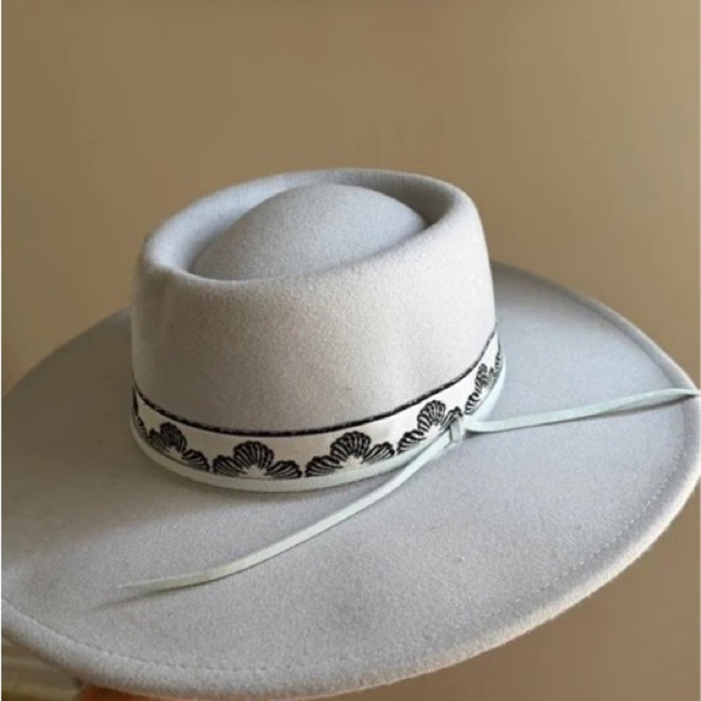 H&M White Hat with Black Embroidery